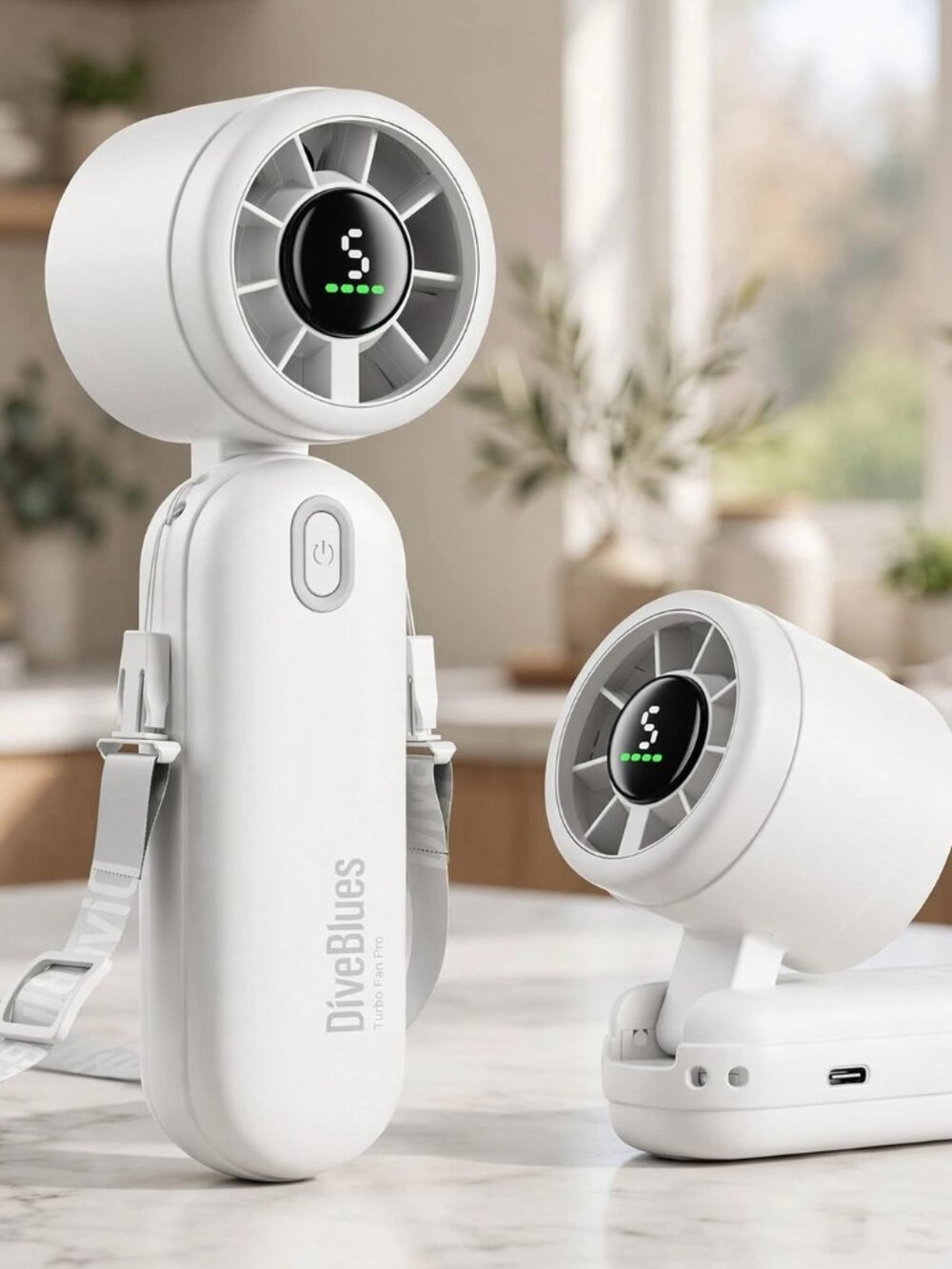 Mini Handheld Turbo Fan 4000mAh 3-in-1 Portable - White